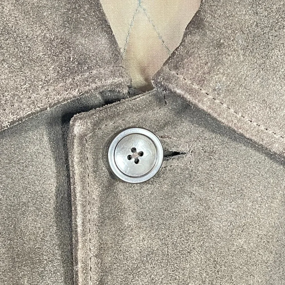 Vintage J.Crew Leather Barn Coat w/ Quilted Lining Brown Size Large Button Up - Picture 7 of 11